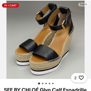 See By Chloe Black and Tan Espadrille Wedges
